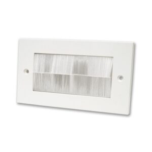 KAUDEN™ Brush Faceplate – Double Gang White Faceplate/Transparent White Brush Bristles